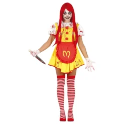 Uhyggelig Fastfoodklovn Kjole Kostume
