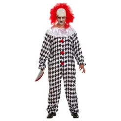 Uhyggelig Klovn med Paryk Kostume