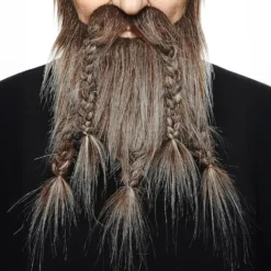 Viking Moustache med Skæg Brun/Grå