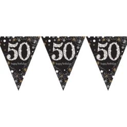 Vimpelguirlande 50 Guld/Sølv Glitter