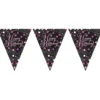 Vimpelguirlande Happy Birthday Sort/Lyserød Glitter