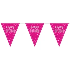 Vimpelguirlande Happy Birthday Lyserød/Sølv
