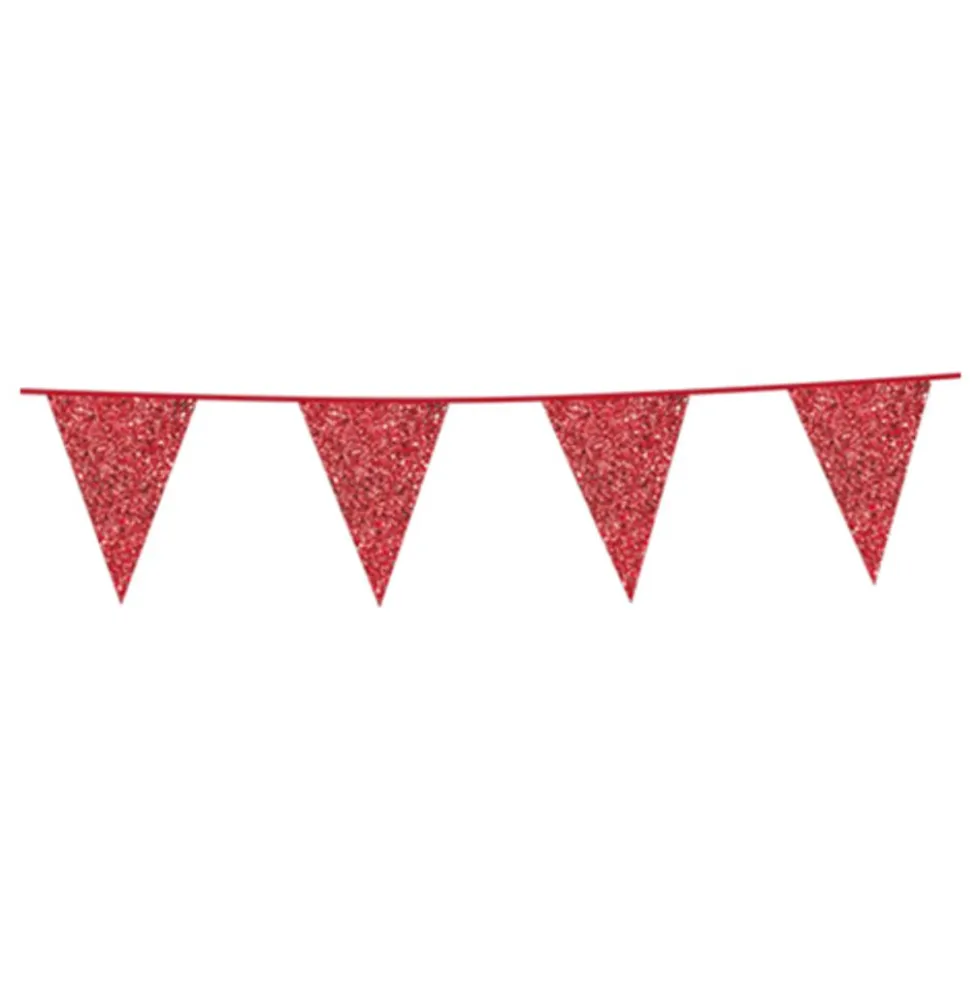 Vimpelguirlande Rød Glitter