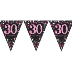 Vimpelguirlande 30 Sort/Lyserød Glitter