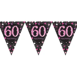 Vimpelguirlande 60 Sort/Lyserød Glitter